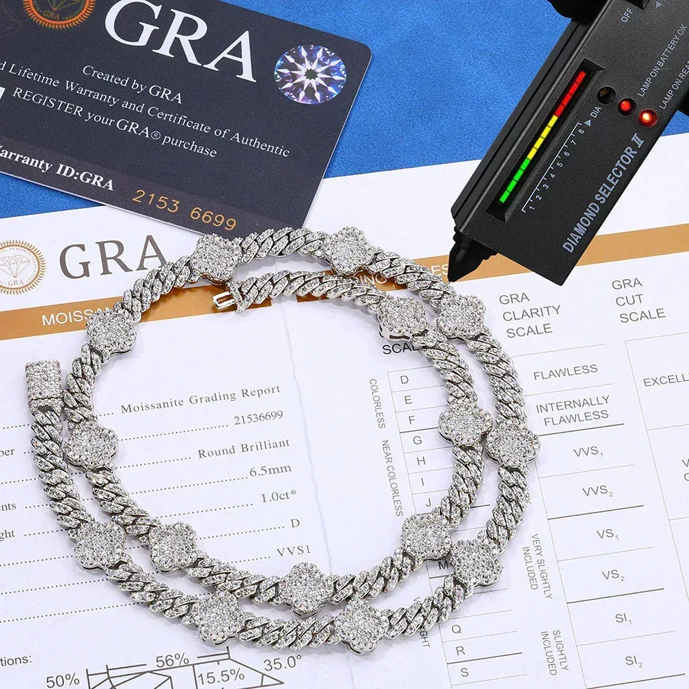 Moissanite Cuban Link Necklace for Men – S925 Sterling Silver Custom Luxury Hip Hop Jewelry - CaratixJewelry