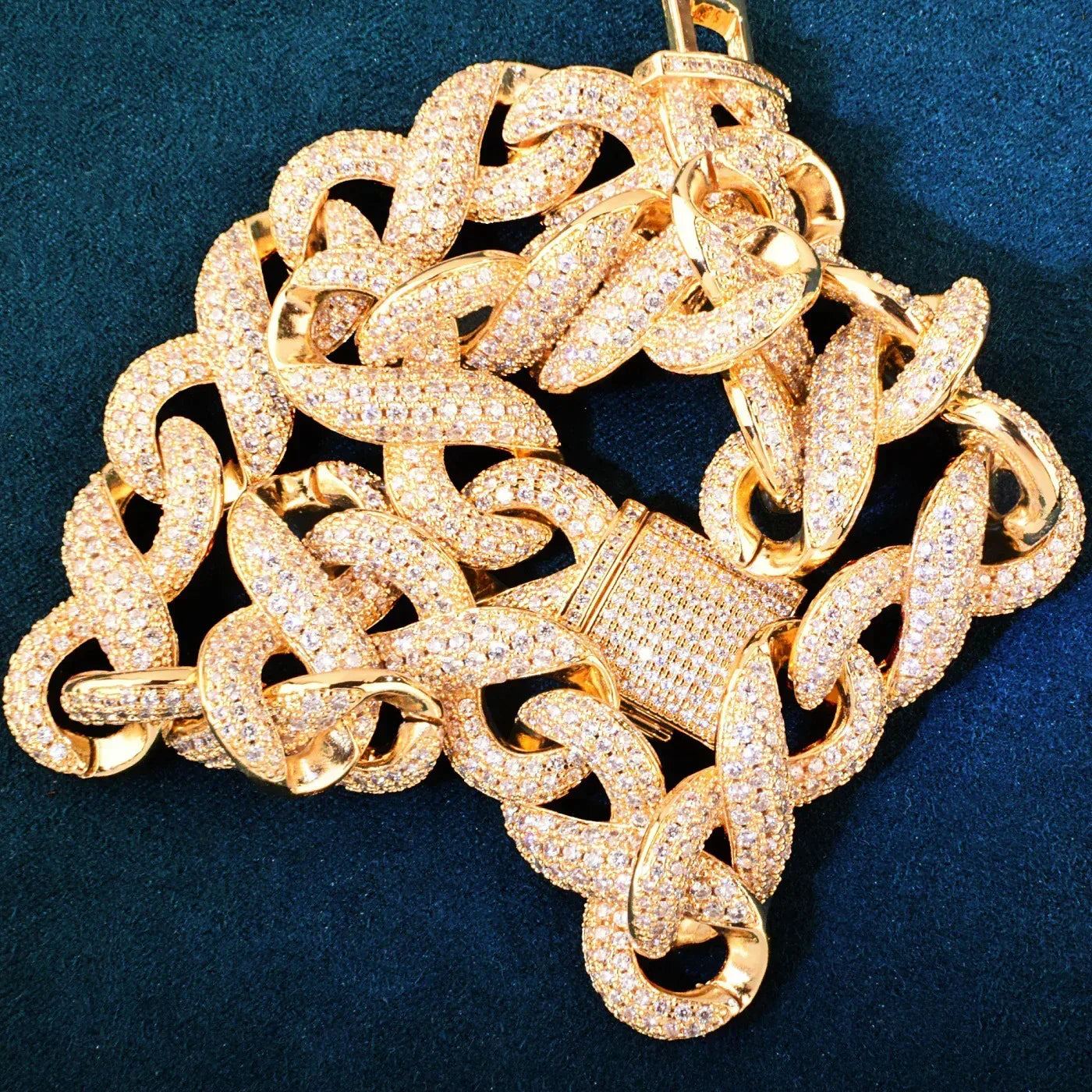 15mm Iced Out 8-Bit Cuban Chain Necklace with Full Zircon Stones - CaratixJewelry