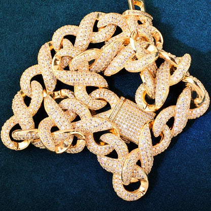 15mm Iced Out 8-Bit Cuban Chain Necklace with Full Zircon Stones - CaratixJewelry