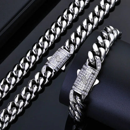 Custom Stainless Steel Round-Polished Cuban Necklace | Clasp Hip Hop Bling | Caratix - CaratixJewelry