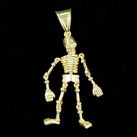 Dark Gothic Skeleton Pendant | Men's Real Copper Skull Necklace - CaratixJewelry