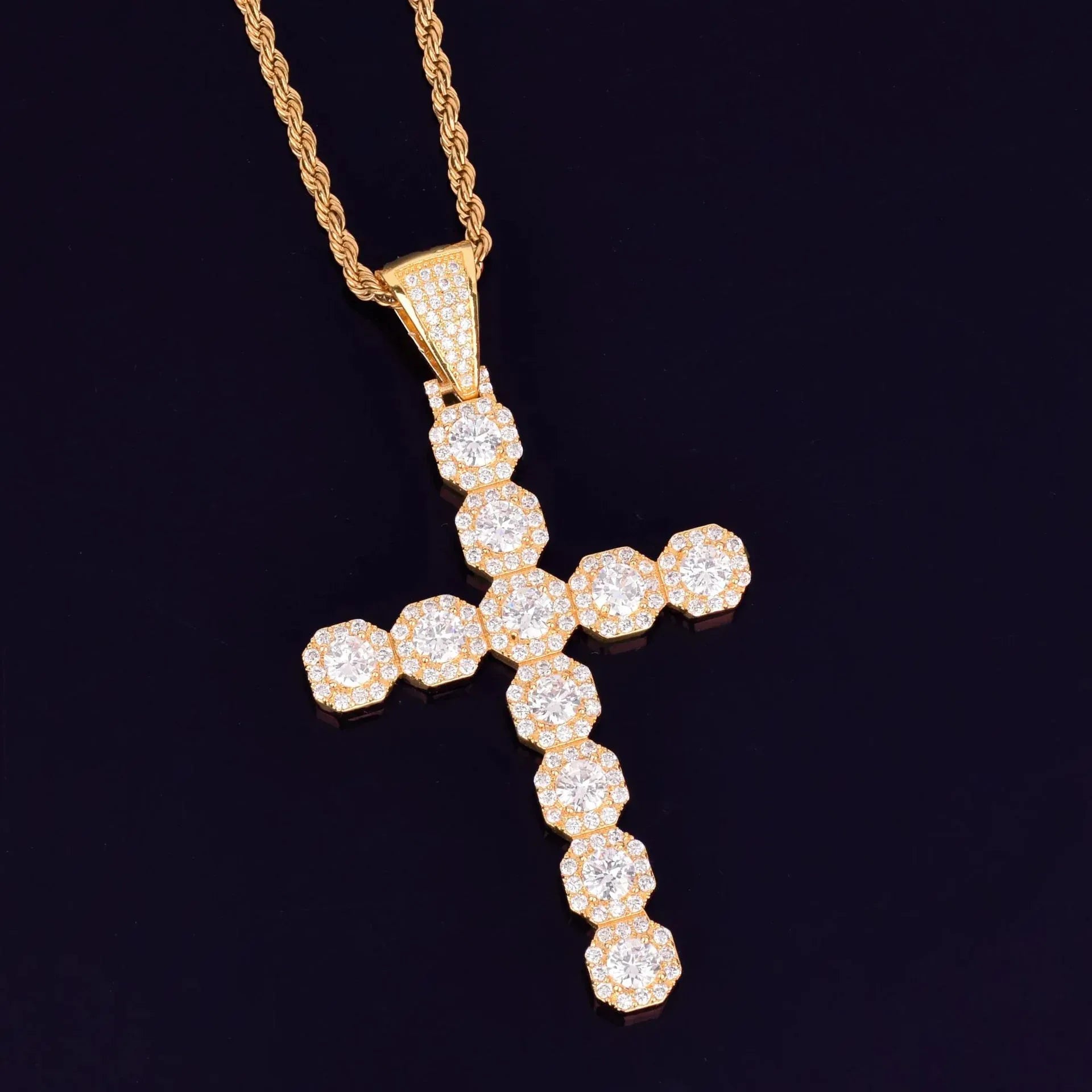 Modern Minimalist Iced Out Cross Pendant | Sleek Unisex Hip Hop Necklace | Premium Copper CZ Rock Jewelry | Everyday Essential Bling | Caratix - CaratixJewelry