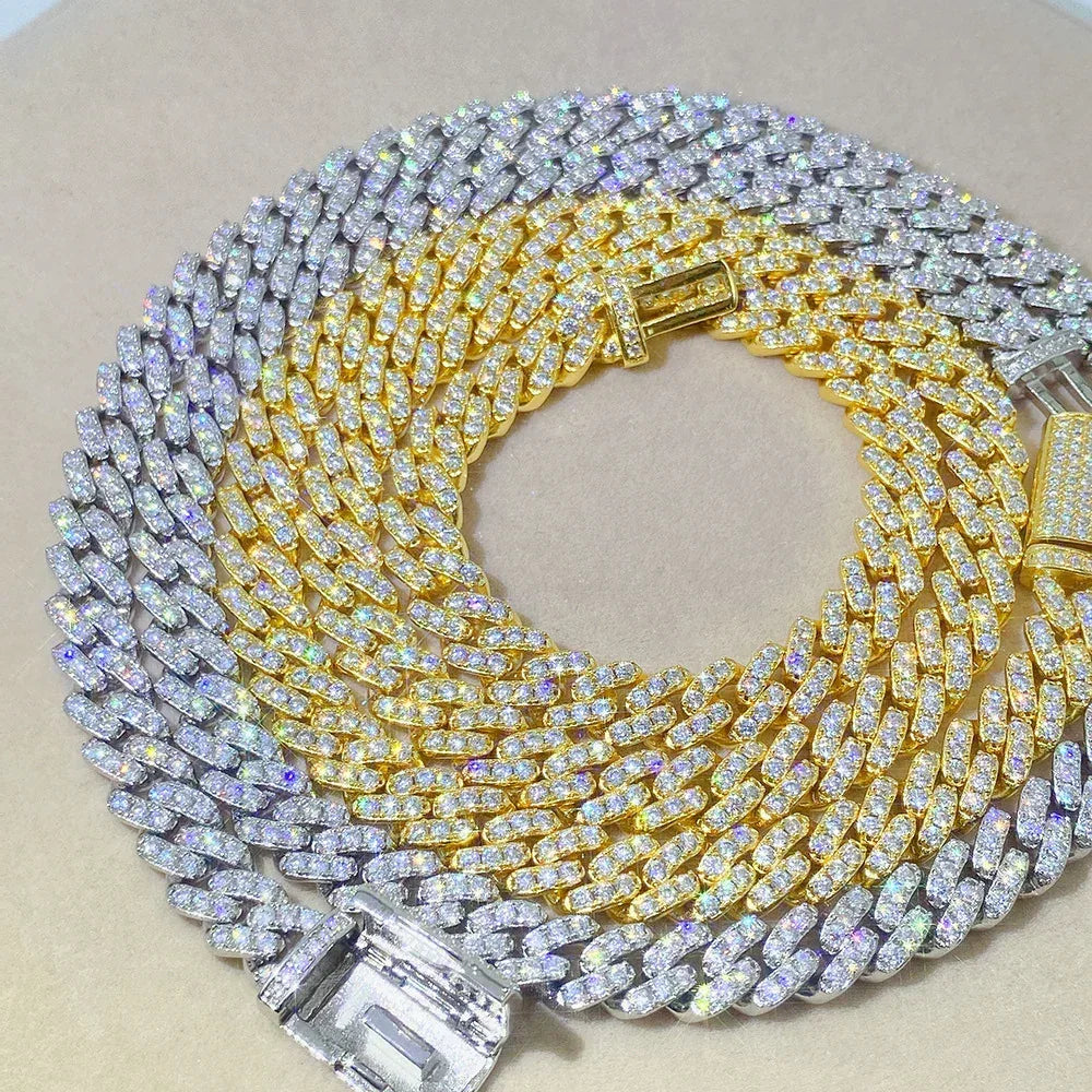 8mm Moissanite Cuban Link Necklace | S925 Silver Iced Out Chain - CaratixJewelry