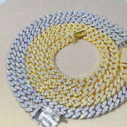 8mm Moissanite Cuban Link Necklace | S925 Silver Iced Out Chain - CaratixJewelry