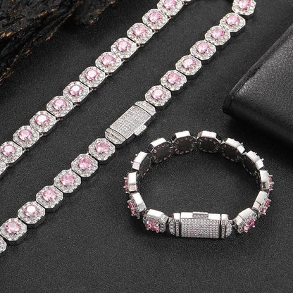 12mm Iced Out Candy Cuban Bracelet Colorful Zircon Hip Hop Jewelry for Men | Caratix Jewelry - CaratixJewelry