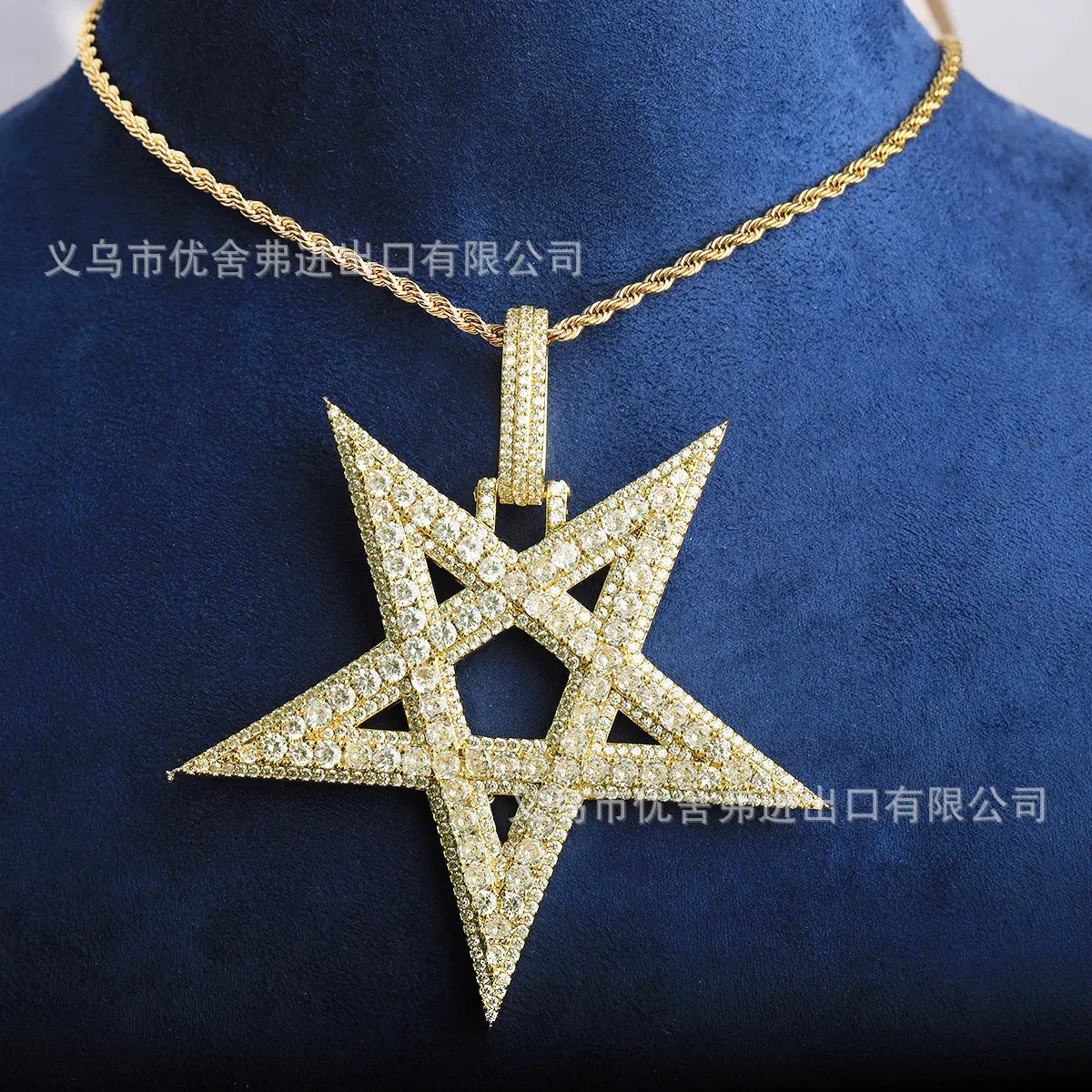 Oversized Iced Out Star Pendant for Women & Men | Sweet & Cool Hollow Five-Point Star Necklace | Luxury CZ Jewelry | Senior Sense Bling | Caratix - CaratixJewelry