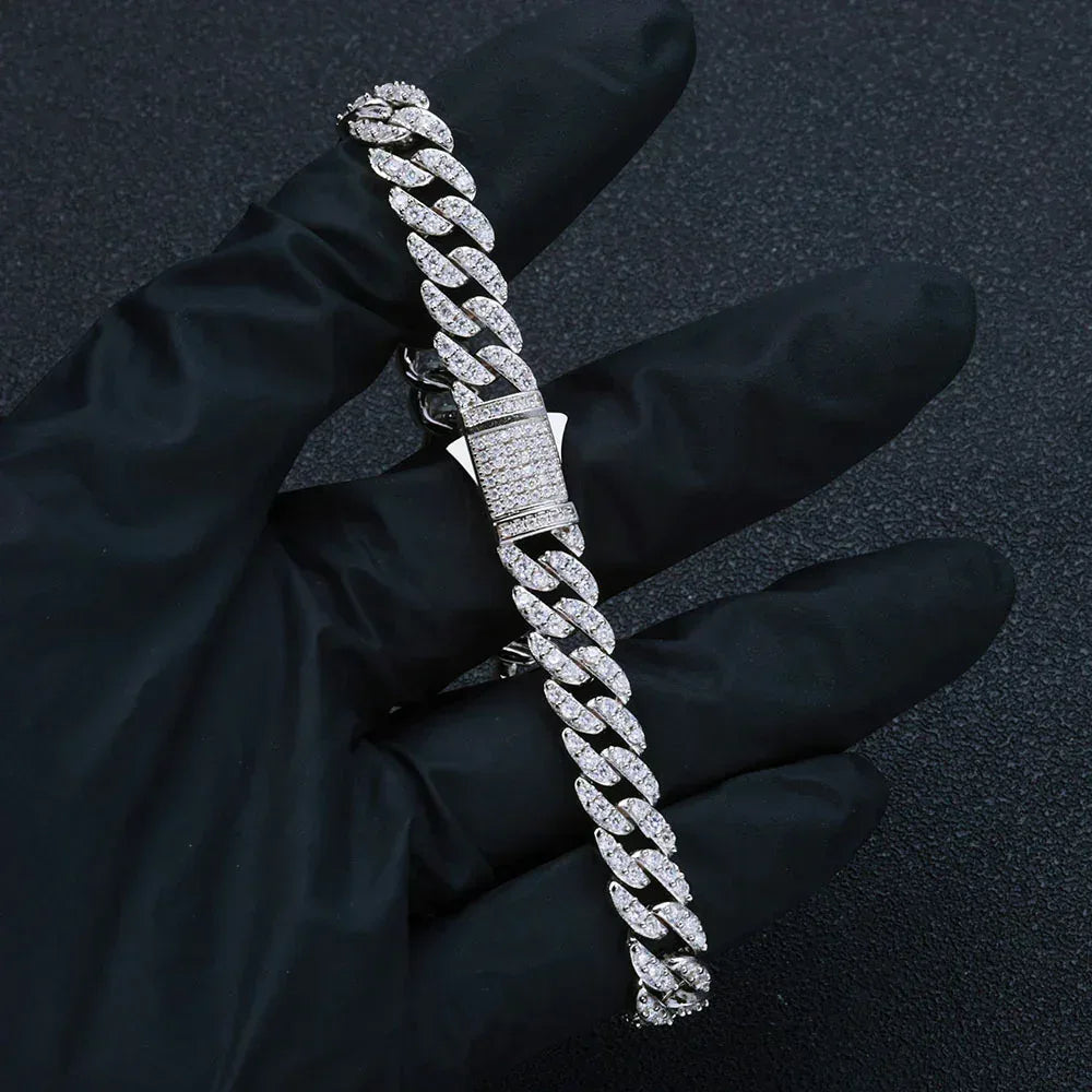 9mm Moissanite Cuban Link Bracelet – Custom S925 Sterling Silver Iced-Out Hip Hop Men’s Luxury Streetwear Accessory - CaratixJewelry