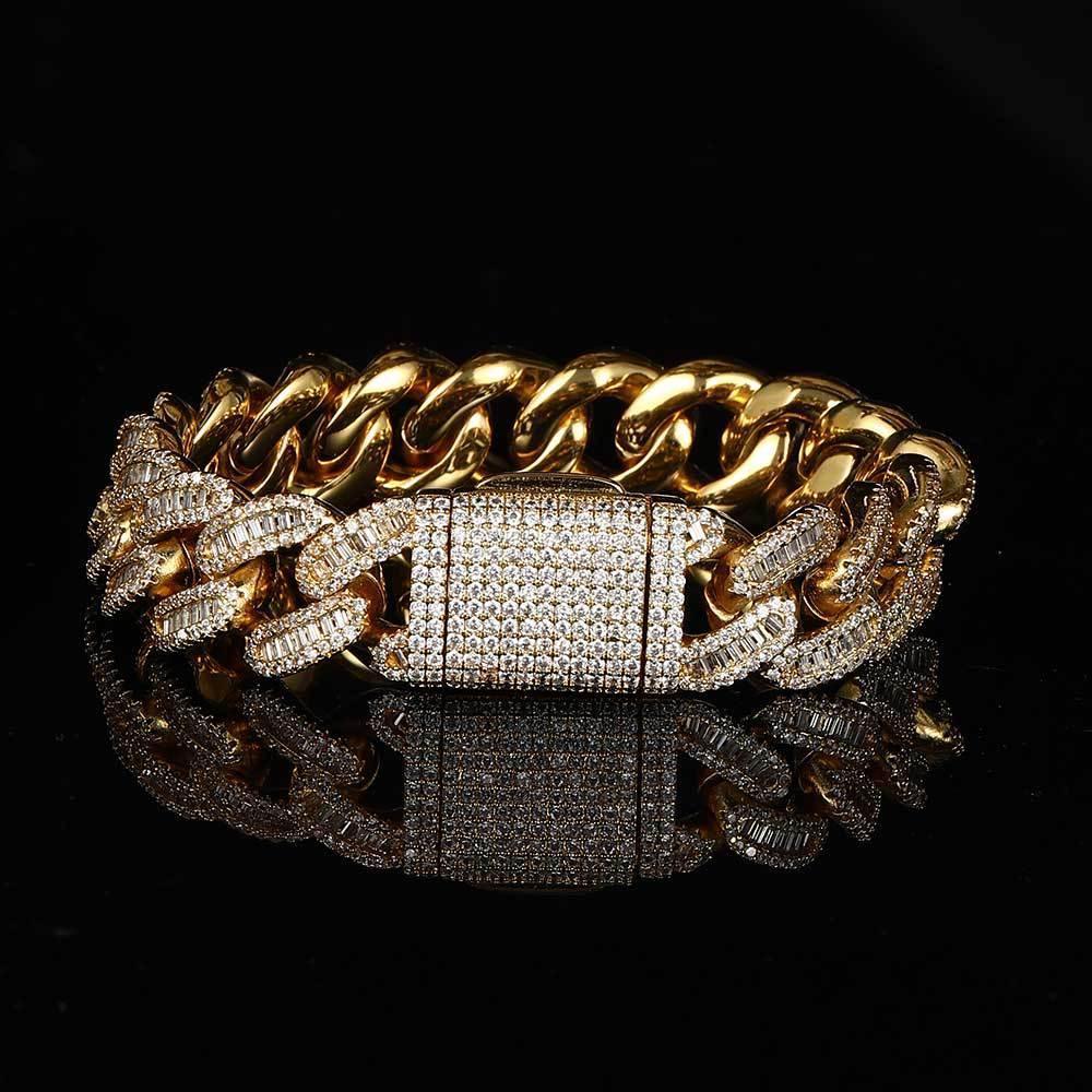 15mm Mixed Zircon Cuban Link Bracelet Luxury Hip Hop Jewelry - CaratixJewelry