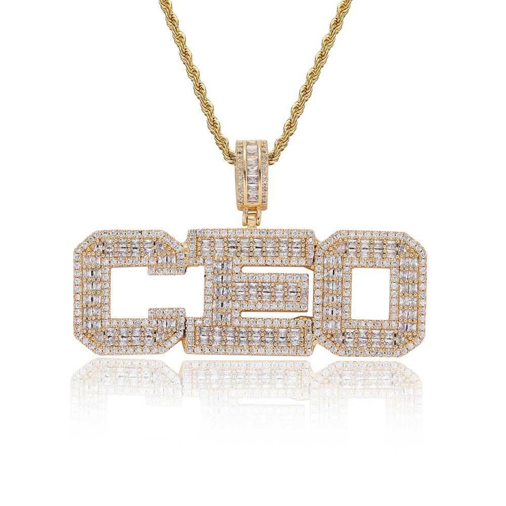 T-Shaped Zircon Letter Pendant Necklace with Gold Plating for Men | Caratix Jewelry - CaratixJewelry