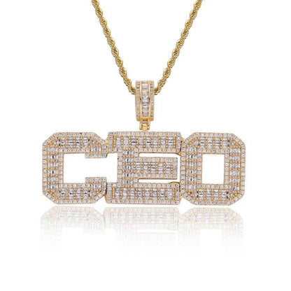 T-Shaped Zircon Letter Pendant Necklace with Gold Plating for Men | Caratix Jewelry - CaratixJewelry