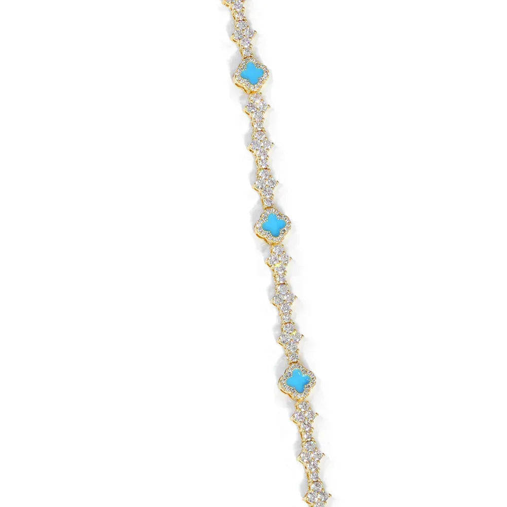 6.5mm Men's Airplane & Clover Tennis Bracelet | Iced Out Zircon Handpiece | Premium Hip Hop Jewelry | Caratix - CaratixJewelry