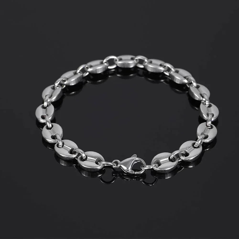 8mm Pig Nose Link Stainless Steel Bracelet with Vacuum Plating for Men | Caratix Jewelry - CaratixJewelry