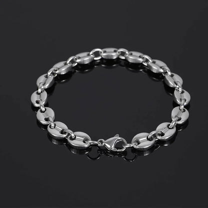 8mm Pig Nose Link Stainless Steel Bracelet with Vacuum Plating for Men | Caratix Jewelry - CaratixJewelry