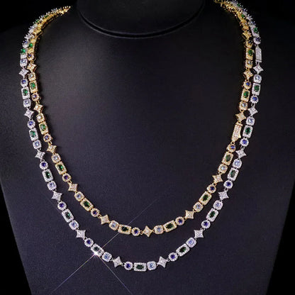 6mm Geometric Color Zircon Hip Hop Necklace Rapper Iced Out Chain Style | Caratix Jewelry - CaratixJewelry