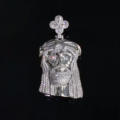 Men's Clover-Clasp Figure Portrait Pendant | Iced Out Copper Zircon Medallion | Custom Hip Hop Bling | Caratix - CaratixJewelry