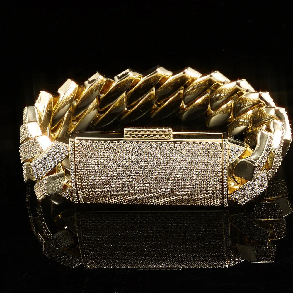 Rapper Iced Out Chain Four Row Cuban Zircon - CaratixJewelry