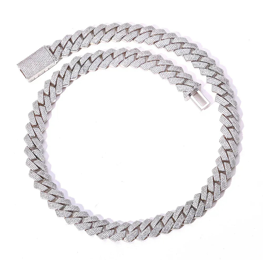 15mm -Cut Moissanite Cuban Link Chain – S925 Sterling Silver Iced-Out Hip Hop Men’s Luxury Streetwear Necklace - CaratixJewelry