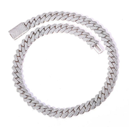15mm -Cut Moissanite Cuban Link Chain – S925 Sterling Silver Iced-Out Hip Hop Men’s Luxury Streetwear Necklace - CaratixJewelry