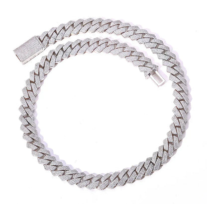 15mm Iced Out Cut Cuban Chain Necklace Quad Row Zircon - CaratixJewelry