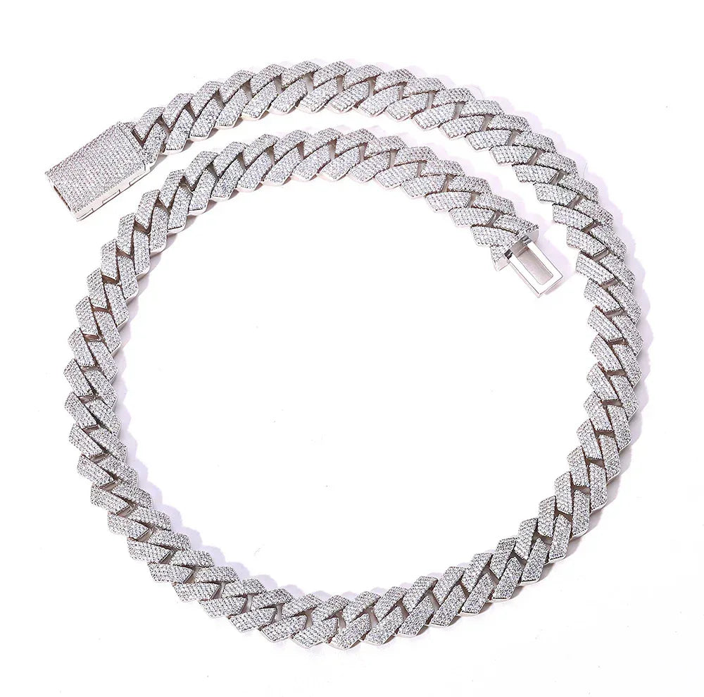 15mm 4-Row Full Zircon Iced Out Cuban Chain Necklace for Men | Caratix Jewelry - CaratixJewelry