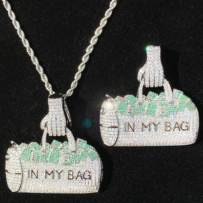 Women's "Secure The Bag" Handbag Necklace | Premium Copper CZ Wealth Jewelry - CaratixJewelry