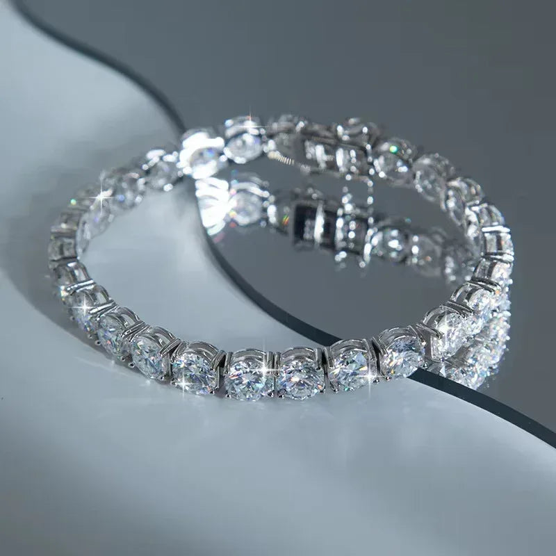 Moissanite Tennis Chain Bracelet/Necklace – 925 Sterling Silver Iced-Out Jewelry in 2mm / 3mm / 4mm / 5mm / 6.5mm Widths - CaratixJewelry