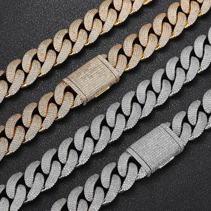 20mm Four-Row Cuban Chain Necklace with Zircon Stones - CaratixJewelry