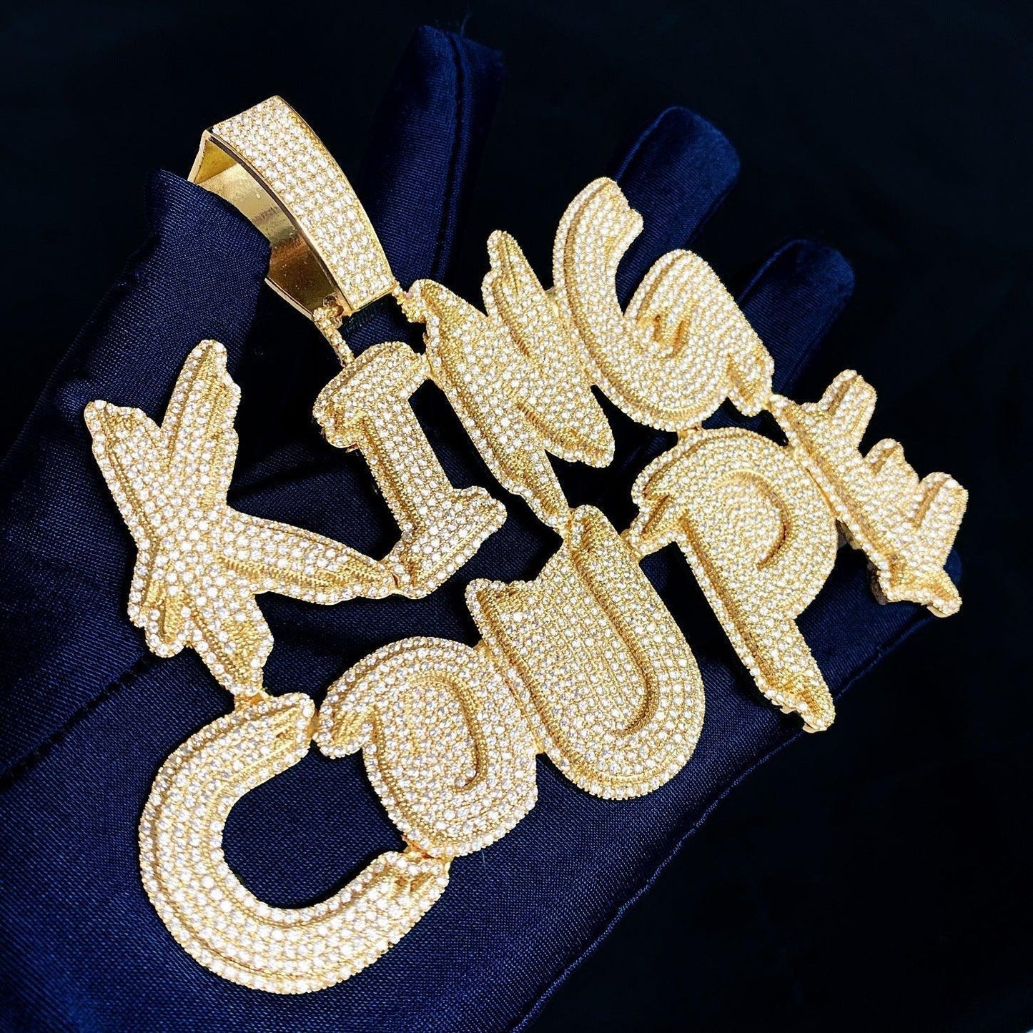 Spiked Script Letter Pendant | Iced Out CZ DIY Initial Hip Hop Necklace - CaratixJewelry