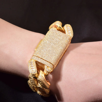 28mm Iced Out T-Shape Cuban Chain Necklace Heavy Style Unisex | Caratix Jewelry - CaratixJewelry