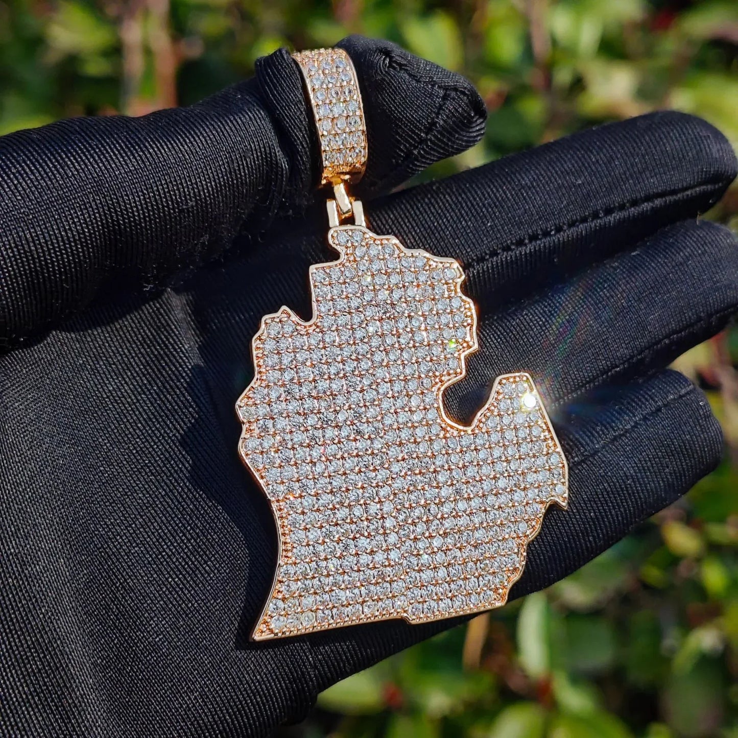 Iced Out North America Map Pendant Necklace – Hip Hop CZ Copper Jewelry - CaratixJewelry