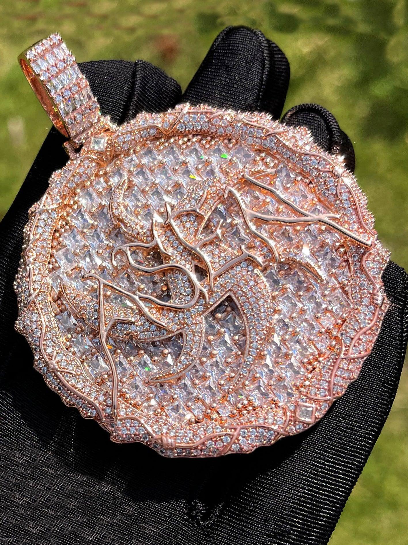 Luxury Multi-Color Iced Out Thorn Medallion Pendant | Men's Hip Hop Rainbow Zircon Disc Necklace | Premium Copper Full Circle Pendant | Caratix - CaratixJewelry