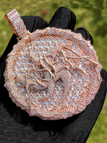 Luxury Multi-Color Iced Out Thorn Medallion Pendant | Men's Hip Hop Rainbow Zircon Disc Necklace | Premium Copper Full Circle Pendant | Caratix - CaratixJewelry