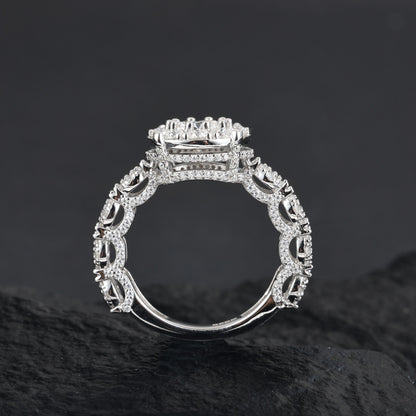 Emerald Cut Moissanite Ring S925 Silver Hip Hop | Caratix