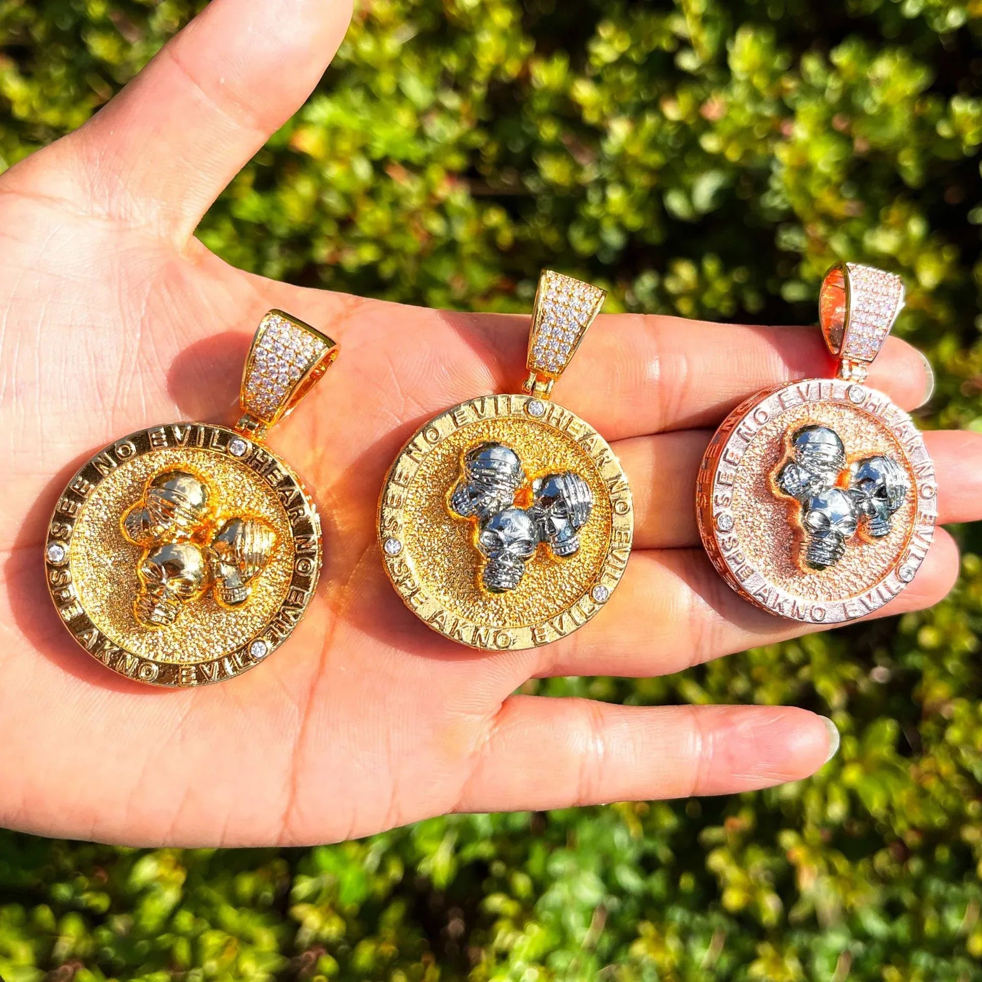 Men's Hardcore Hip Hop Necklace | Premium Copper CZ Skeleton Jewelry - CaratixJewelry