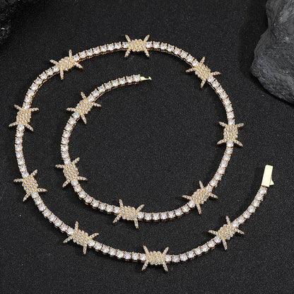 Thorn Tennis Chain Zircon Necklace with Spring Clasp for Men & Women | Caratix Jewelry - CaratixJewelry