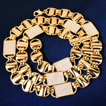 14mm Square Cuban Chain Necklace with Copper & Zircon - CaratixJewelry