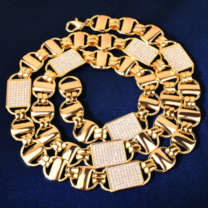 14mm Square Cuban Chain Necklace with Copper & Zircon - CaratixJewelry