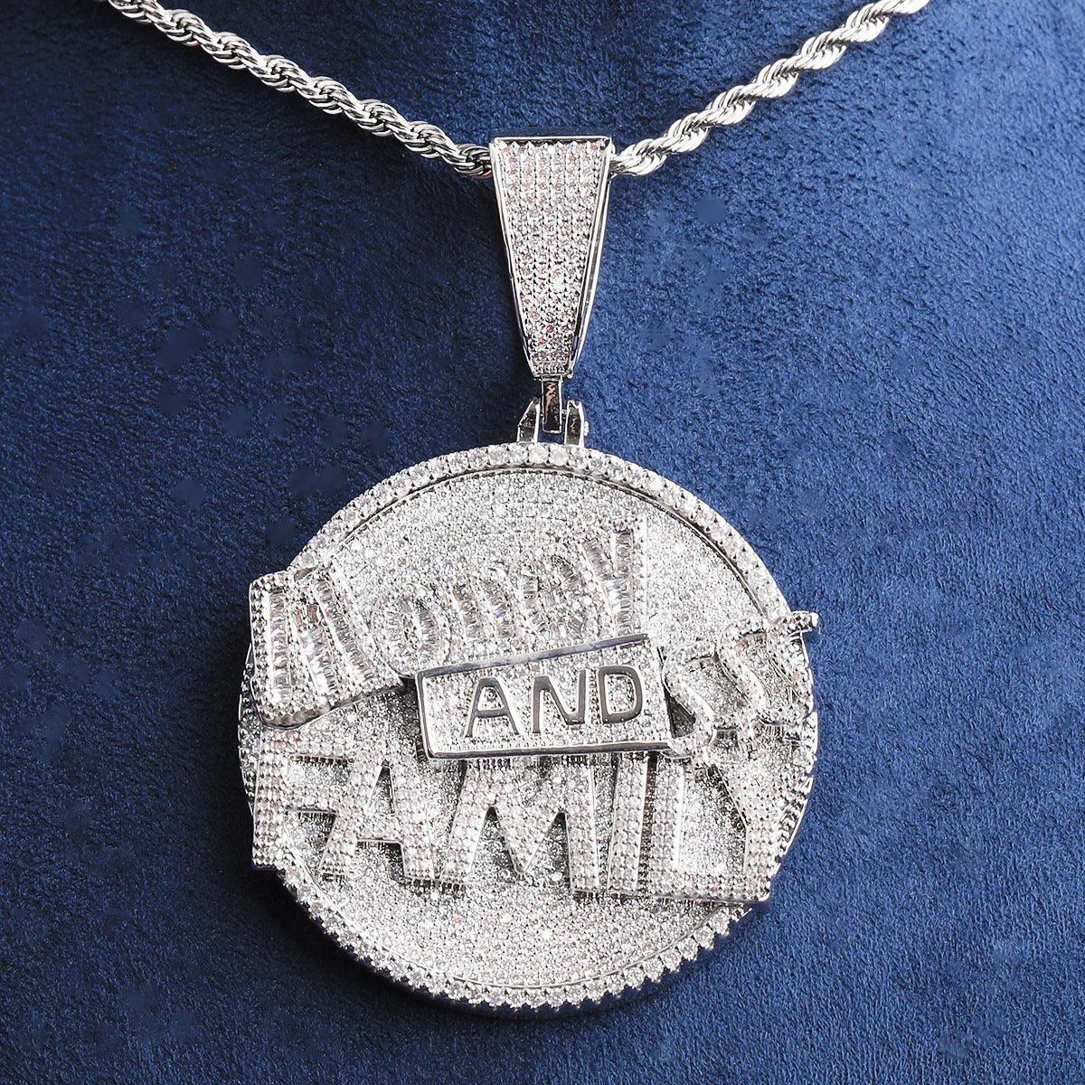Iced Out "Money and Family" Pendant | Men's Real Copper CZ Necklace - CaratixJewelry