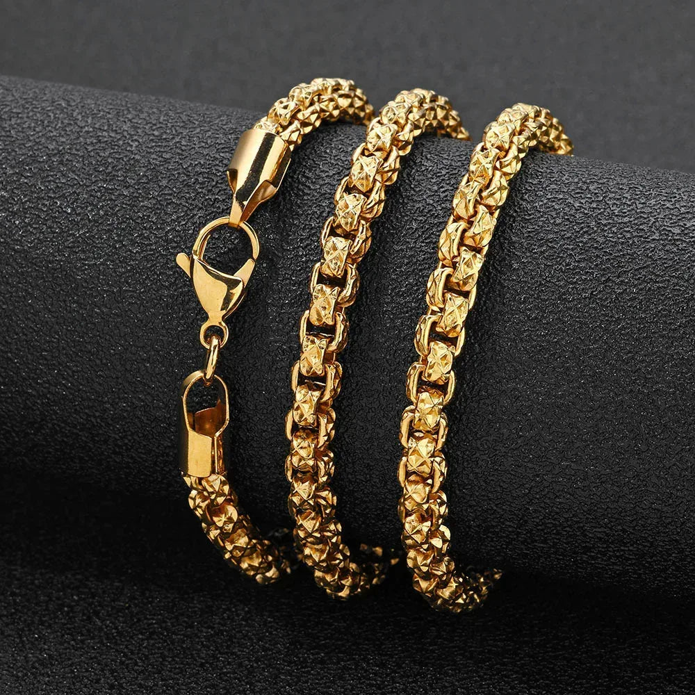 Custom Stainless Steel Square Pearl Gold Chain for Rapper | Caratix - CaratixJewelry