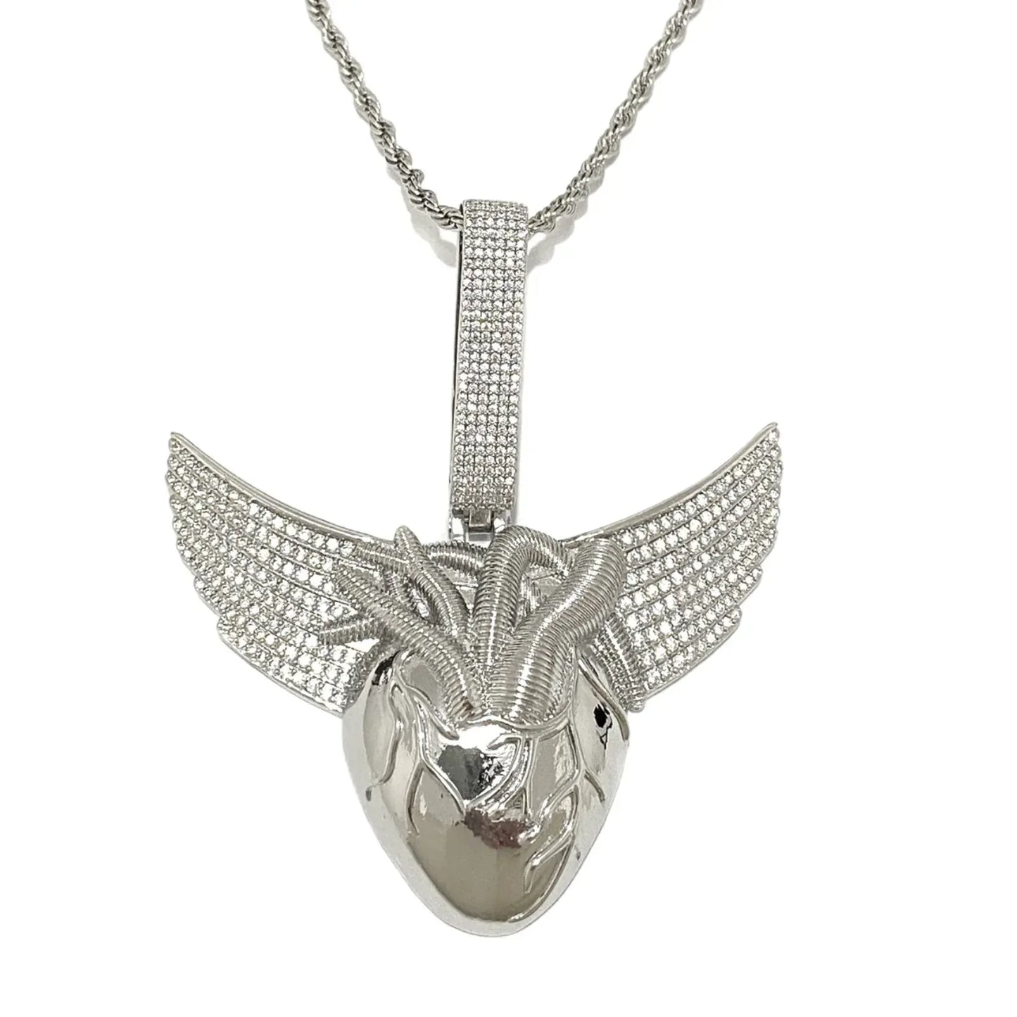 Men's "Freedom & Passion" Necklace | Premium Real Copper CZ Angel Wings - CaratixJewelry
