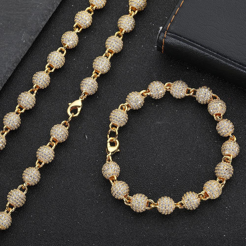 8mm Iced Out Bead Chain Necklace Zircon Rapper Chain Style for Men | Caratix Jewelry - CaratixJewelry