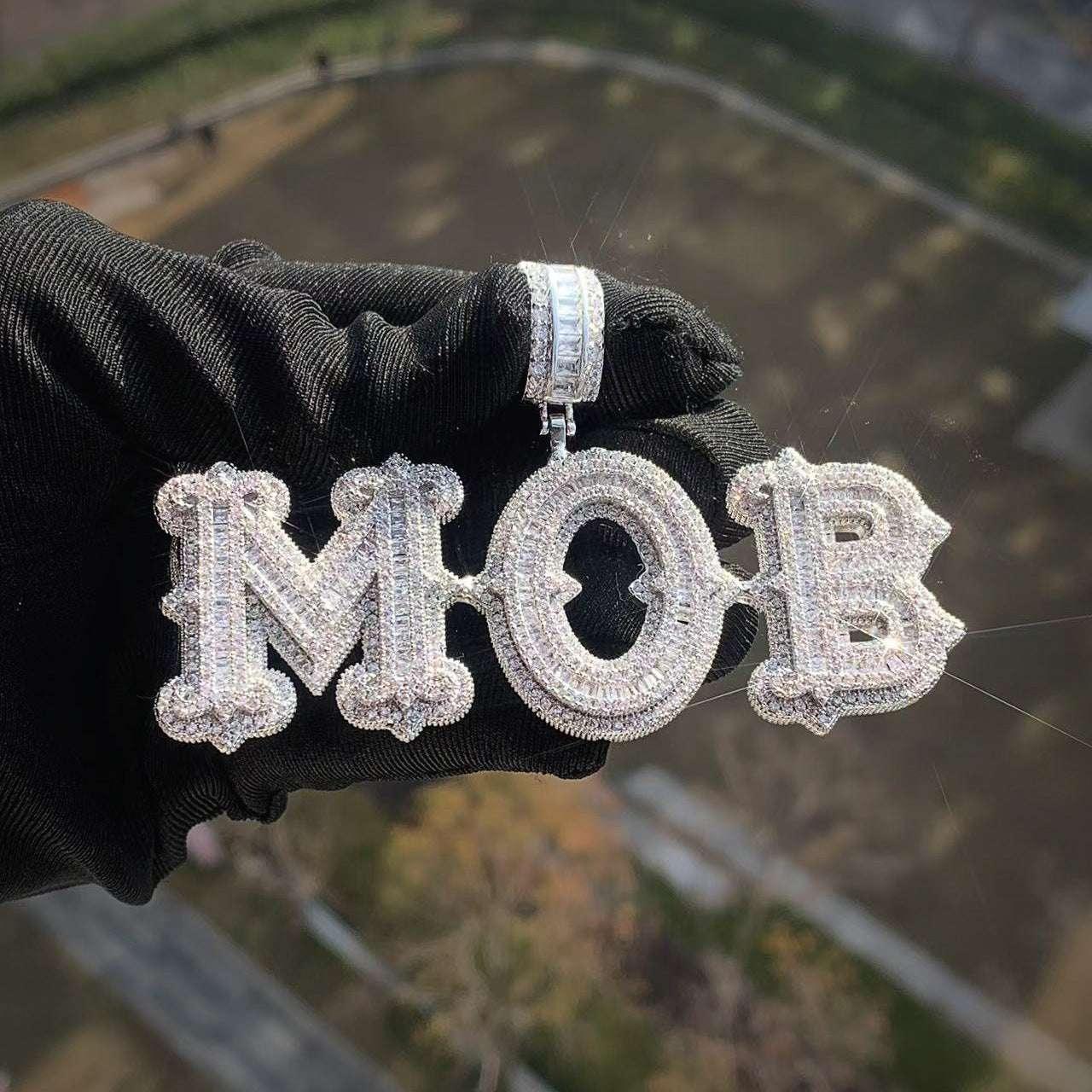 Cloud Pattern Letter Pendant | Iced Out CZ DIY Hip Hop Rapper Custom Necklace - CaratixJewelry