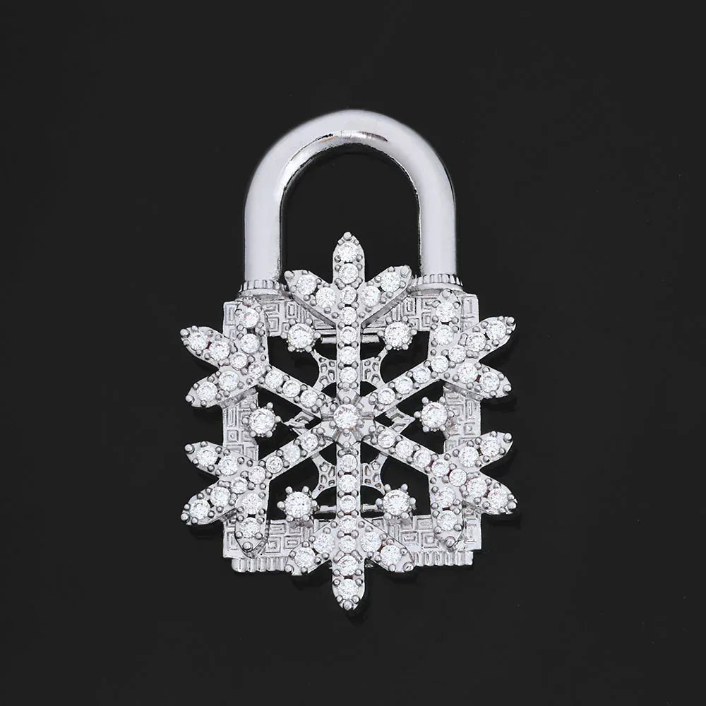 Lock Snowflake Pendant Necklace Zircon Hip Hop Jewelry for Women | Caratix Jewelry - CaratixJewelry