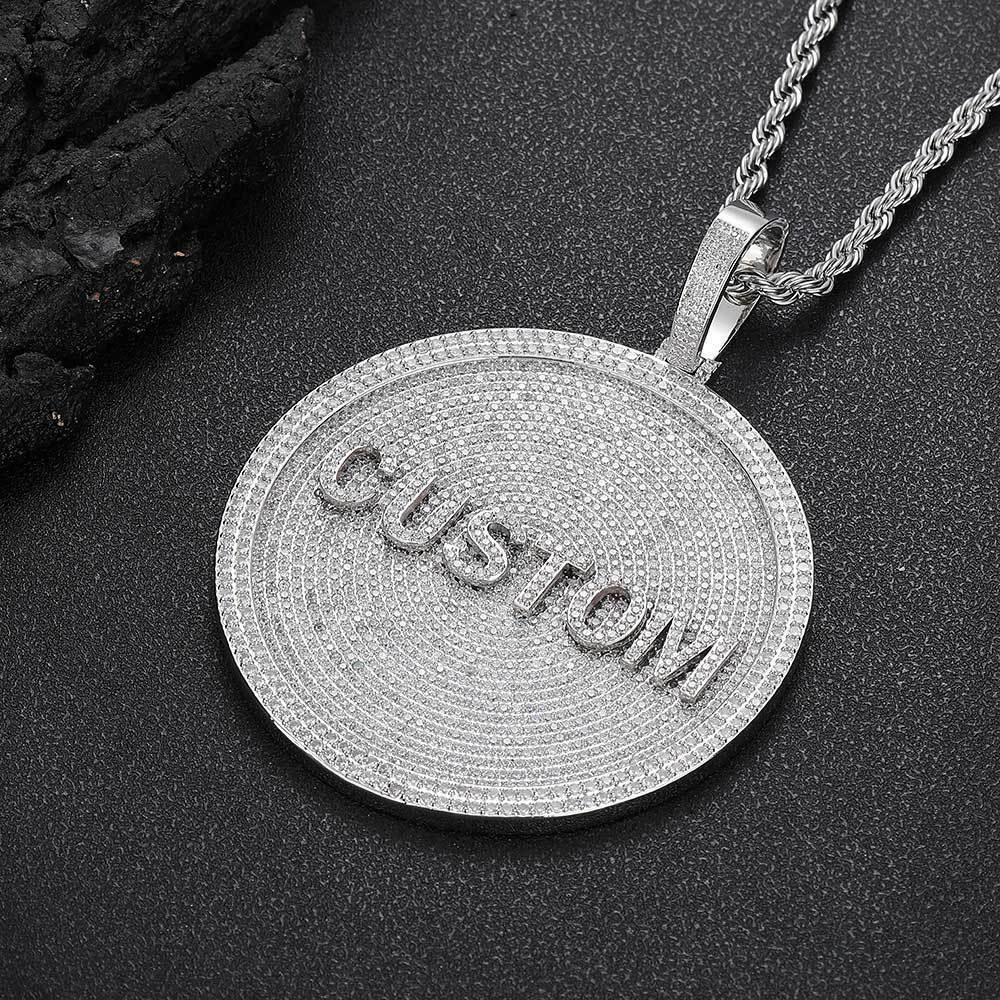 80mm Full Round Letter Pendant Necklace with Zircon Stones for Men | Caratix Jewelry - CaratixJewelry