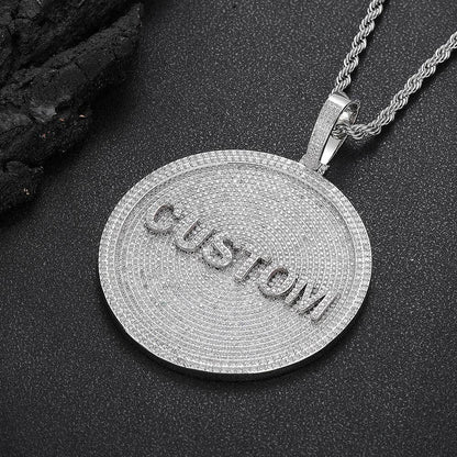 80mm Full Round Letter Pendant Necklace with Zircon Stones for Men | Caratix Jewelry - CaratixJewelry