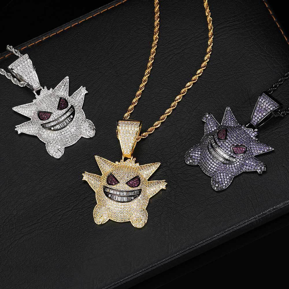 Cute Ghost Pendant Necklace with Micro-Pave Zircon and Gold Plating for Men | Caratix Jewelry - CaratixJewelry