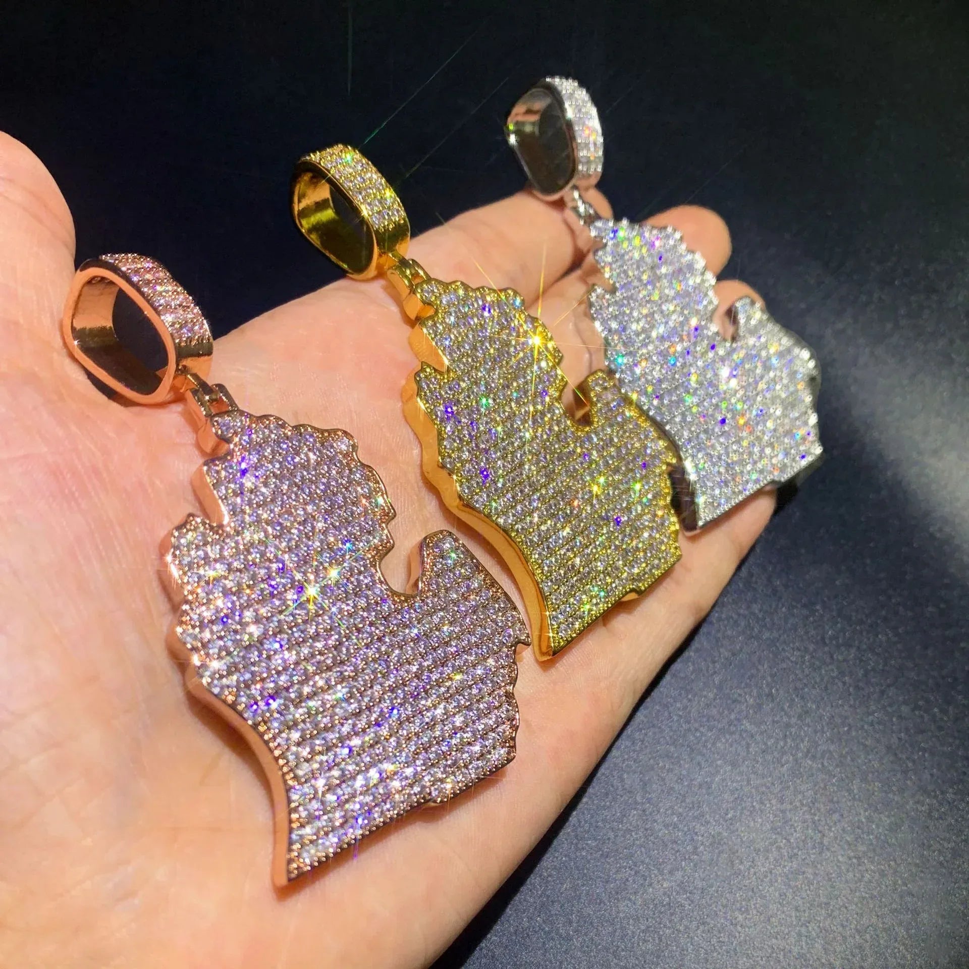 Iced Out North America Map Pendant Necklace – Hip Hop CZ Copper Jewelry - CaratixJewelry