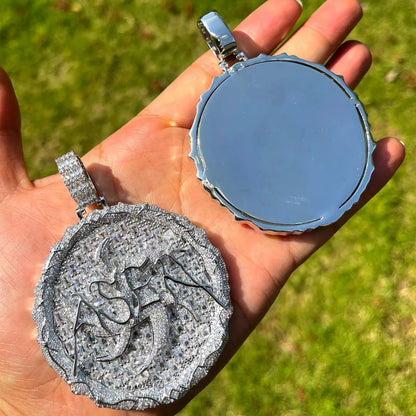 Luxury Multi-Color Iced Out Thorn Medallion Pendant | Men's Hip Hop Rainbow Zircon Disc Necklace | Premium Copper Full Circle Pendant | Caratix - CaratixJewelry