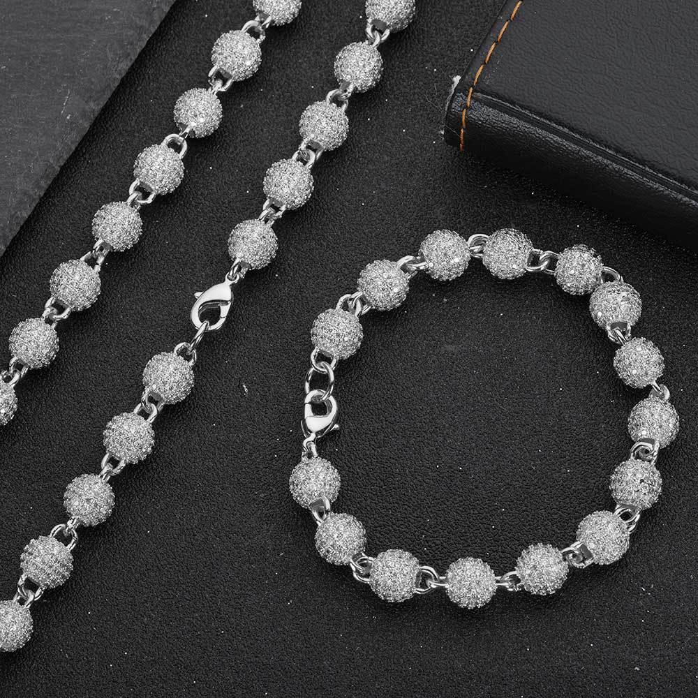 8mm Iced Out Bead Chain Zircon Hip Hop Necklace | Caratix Jewelry - CaratixJewelry