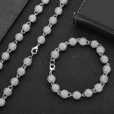 8mm Iced Out Bead Chain Necklace Zircon Rapper Chain Style for Men | Caratix Jewelry - CaratixJewelry